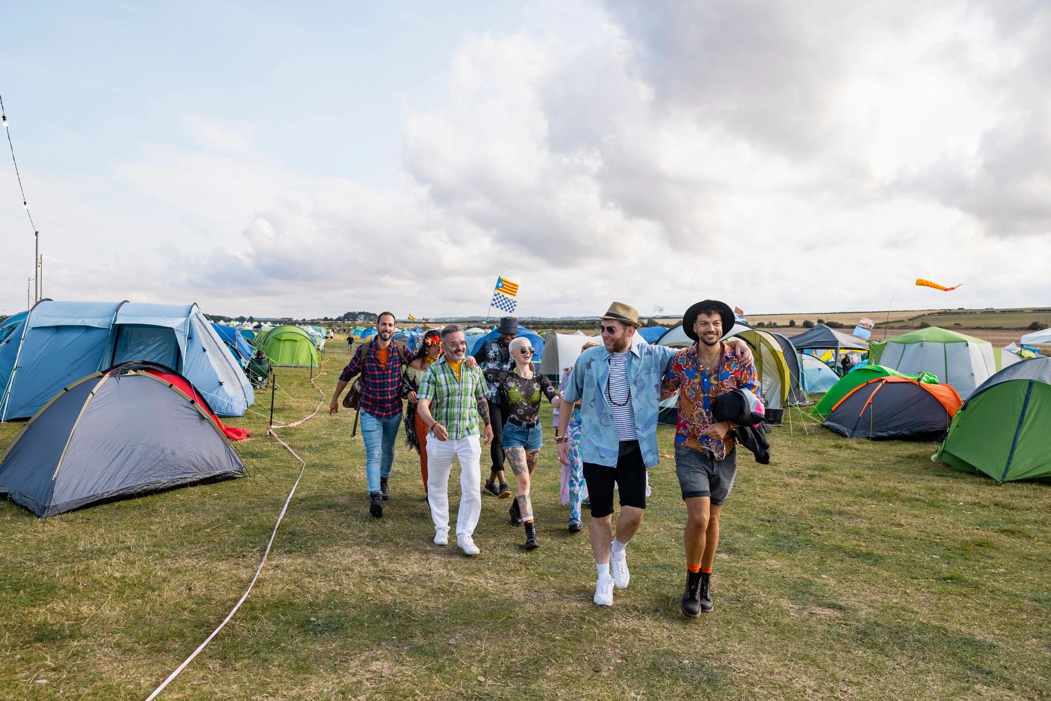 Festival guests heading toward the entertainment area
